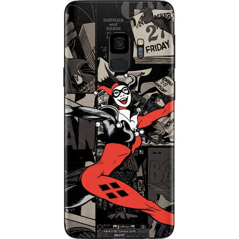 DC Comics Harley Quinn Vintage Action pose pattern Galaxy S9 Skin